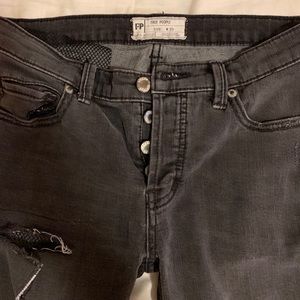 free people fish net ripped skinny jeans
